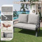 HOMREST Outdoor Loveseat Aluminum Patio Furniture Sofa, All-Weather Metal Outdoor Couch with Cushions, Grey