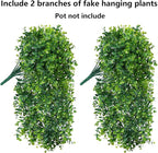 Faux Outdoor Plants Fake Hanging Plants for Outdoors Outside Decorations, 2 Pcs Green Faux Eucalyptus Vines Realistic UV Resistant Artificial Greenery for Planters Porch Garden Yard Front Door Patio