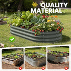 Galvanized Raised Garden Bed 6x3x1 FT, Oval Metal Raised Garden Bed Outdoor Planter Box with Open Bottom, Rust-Resistant Steel Garden Bed for Vegetables Herbs Flowers, Easy Assembly