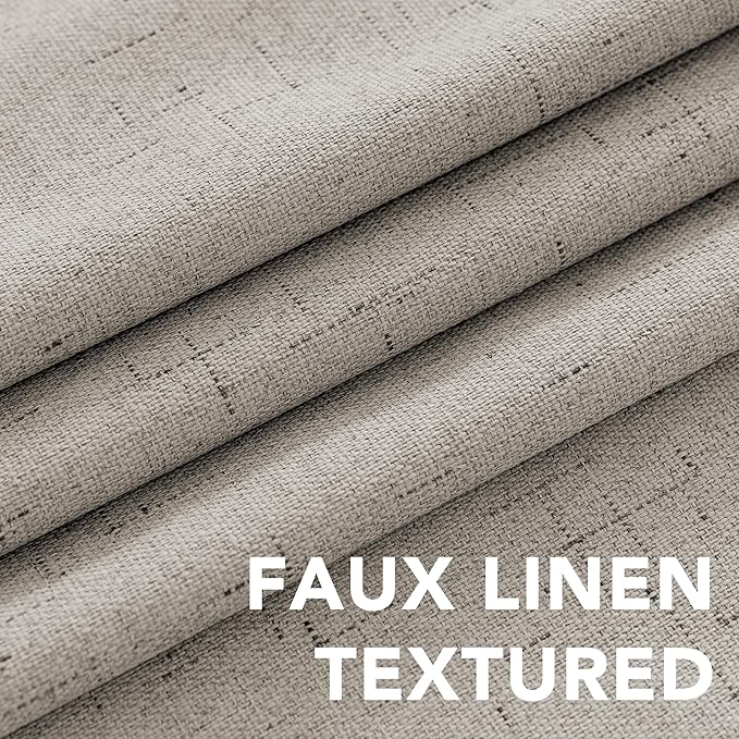 H.VERSAILTEX Blackout Drapes Linen Blackout Curtains 84 inch Length 2 Panels Set, 100% Blackout Thermal Insulated Textured Curtain Anti-Rust Grommet Curtains with White Liner, Stone