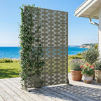 Casaphoria Metal Privacy Screen Outdoor, 72" H x 47" W Freestanding Decorative Privacy Screen for Patio Deck Balcony Garden with Stable Base, Grey-Brick