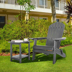 Double Adirondack Outdoor Side Table Weather Resistant, Outdoor Rectangular Patio End Table for Adirondack Chair, Grey