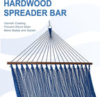 Lazy Daze Hammocks 10.5 FT Double 2 Person Caribbean Rope Hammock, Hand Woven Polyester Hammock with Spreader Bars, for Outside Outdoor Backyard Patio Poolside, 450 LBS Capacity, Blue