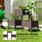 Outsunny Plastic Raised Garden Bed with Legs, Self Watering Elevated Planter Boxes with Drainage Holes and Plugs, Easy Assembly Outdoor Planter Box for Patio Yard Balcony, Vegetables, Flowers, Herbs