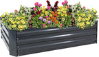 Sunnydaze 11.75" H Raised Metal Garden Bed - Galvanized Raised Garden Bed Outdoor for Vegetables and Flowers - Dark Gray - 4' x 2' Rectangle