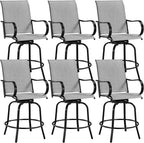 Yaheetech Patio Swivel Barstools Outdoor Chairs Set of 6, High Bistro Stools Outdoor Furniture, All-Weather Patio Stools for Outside, Beach, Lawn, Poolside and Garden, Black/Light Gray