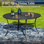 Outdoor Patio Round Dining Table, All Weather Wrought Iron Black Outdoor Table - Image 4