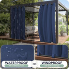 Outdoor Curtains for Patio Waterproof 6 Panels - Windproof, Privacy, Weatherproof Outside Drapes for Gazebo Pergola Porch, Grommet Top and Tab Bottom, 54x108 Inch, Navy