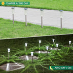 Solar Outdoor Lights, 10 Pack Waterproof Stainless Steel Solar Stake Lights for Pathway Garden Yard Path Walkway Driveway Lawn Patio Outside Decor, Cool White