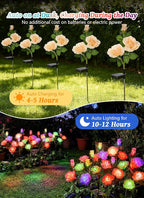 Brightown Outdoor Solar Flower Lights, 4 Pack 7-Color Changing Solar Garden Lights with Larger & More Realistic Rose, Bigger Solar Panel, Waterproof Solar Lights for Yard Garden Lawn Pathway Decor