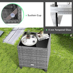 Tangkula 3 Pieces Patio Furniture Set, Outdoor PE Rattan Conversation Chair Set with Tempered Glass Side Table and Removable Cushions, PE Wicker Chairs and Table Set for Porch, Balcony and Garden
