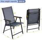 Yaheetech Patio Dining Chairs Set of 2, Portable Dining Chairs with Armrests for Camping, Lawn and Beach, Folding Patio Chairs 2-Pack of Metal Frame, Navy Blue