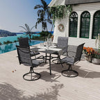 MELLCOM 37''x37'' Outdoor Dining Table for 4, E-Coating Metal Patio Dining Table with 1.57'' Umbrella Hole, All-Weather Black Square Table for Porch, Garden, Backyard, Poolside