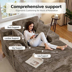CHORRO67 Chaise Lounge Chair Indoor,Oversized Boneless Single Sleeeper Couch Bed,Corduroy Cloud Sofa with 3 Soft Pillows for Livingroom,Bedroom,No Assembly,(Khaki)
