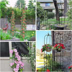 Tower Obelisk Garden Trellis for Climbing Plant，6.2FT/74.4" Rustproof Metal Potted Plant Climbing Support for Indoor Outdoor Flowers Vegetable Fruits Vines Support （1pcs）