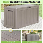 Outdoor Storage Box, Resin Deck Boxes Indoor and outdoor, Waterproof Storage Box Lockable Lid (Grey, 75 Gallon)