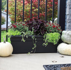 The HC Companies 28 Inch Romana Planter Box with Drainage Plug, Lightweight UV-Resistant Plastic Outdoor Planters, 1-Pack Flower Box for Garden, Patio, Balcony, and Fence, Black
