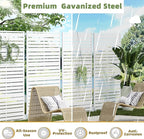 Casaphoria Metal Privacy Screen Outdoor, 72" H x 35" W Freestanding Decorative Privacy Screen for Patio Deck Balcony Garden with Stable Base, White-Louvered
