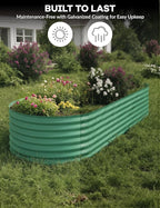 2 Pcs Raised Garden Beds Outdoor 10x4x1.5 ft - Galvanized Steel Planter Box for Vegetables, Flowers, Rust-Resistant Garden Box, Easy Assembly Raised Beds, Durable Planters for Outdoor Plants, Green