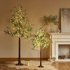 Artificial Olive Branches with 72 Warm White LED Fairy Lights, 24 Inch
