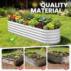 Galvanized Raised Garden Bed 8x2x1.5 FT, Oval Metal Raised Garden Bed Outdoor Planter Box with Open Bottom, Rust-Resistant Steel Garden Bed for Vegetables Herbs Flowers, Easy Assembly