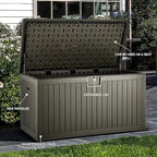 YITAHOME XXL 230 Gallon Large Deck Box,Outdoor Storage for Patio Furniture Cushions,Garden Tools with Flexible Divider,Waterproof,Lockable (Light Brown)