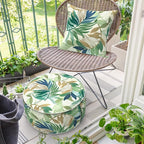 Inflatable Ottoman Stool D21 xH9 for Outdoor/Indoor Use, Water Repellent Patio Foot Rest Stool with Portable Handle,Round Pouf Ottoman Suitable for Garden,Deck and Camping - Lush Leaf Green