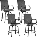 Yaheetech Patio Swivel Barstools Outdoor Chairs Set of 4, High Bistro Stools Outdoor Furniture, All-Weather Patio Stools for Outside, Beach, Lawn, Poolside and Garden, Black