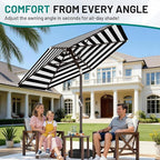 AreShark 7.5FT Patio Umbrella Table Market Umbrella with 6 Sturdy Ribs, Button Tilt/Crank, Heavy-Duty Outdoor Umbrellas for Pool, Deck, Garden and Backyard, Black & White Stripe