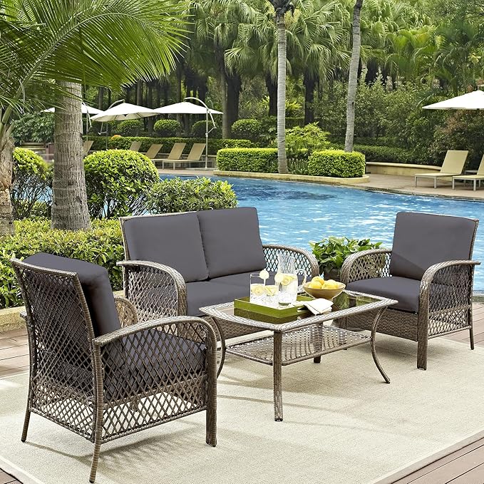 Cushion Covers 12-Pack, Stretch Fit Grey Patio Seat Covers