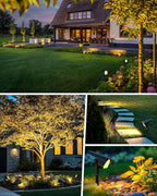 Brightown Solar Lights Outdoor with 58 LED & Auto ON/Off, IP67 Solar Spot Lights Outdoor with 3 Light Intensities. 2-in-1 Outdoor Solar Lights for Yard, Gardens, Flag and Pathways. 4Pcs (Warm White)