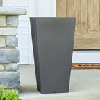 Step2 Tremont Tall Square Tapered Planter, Large Planters for Outdoor Plants, Gardening and Flower Pot for Patio or Porch, Efficient Drainage, Durable Plastic, Dark Cedar, 2-Pack