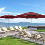 Yaheetech 3 Tier Patio Umbrella 10ft Vented Outdoor Large Market Table Umbrella with 8 Sturdy Ribs & 1.5" Umbrellla Pole, Double-layer Cloth & Push-button Tilting & Crank for Pool/Garden/Lawn Burgundy