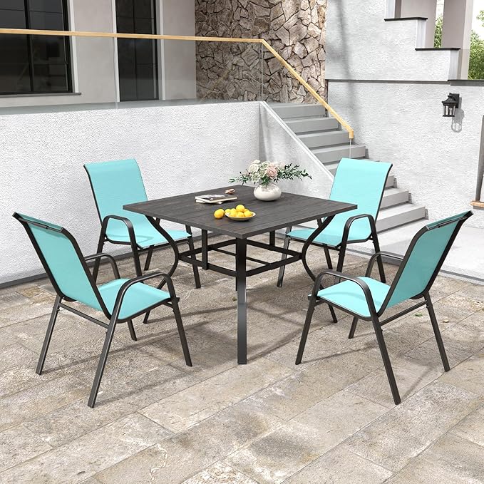 Patio Chairs Set of 4, Stackable Outdoor Dining
