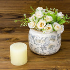 Vintage Ceramic Ice Crack Flower Pot with Drainage Holes, Country Rustic Planters for Indoor and Outdoor,Tuscan Decor,Home,Living Room, Garden Decor, Gardening Gift (Farmhouse)