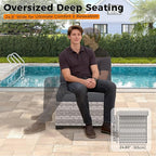 6-Piece Outdoor Patio Furniture Set, All-Weather Wicker Sectional Sofa with Deep Seating 4” Cushions, Heavy-Duty Steel Frame, Modular Rattan Couch for Backyard, Deck & Garden, Black