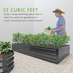 2PCS 8x4x1FT Galvanized Raised Garden Bed Kit,Vegetable Boxes-Rectangle Metal Flower Box,Large Planter Raised Beds Outdoor Garden for Planting,Fruit,Herb-Black