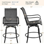 Yaheetech Patio Swivel Barstools Outdoor Chairs Set of 4, High Bistro Stools Outdoor Furniture, All-Weather Patio Stools for Outside, Beach, Lawn, Poolside and Garden, Black