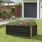 Garvee Aluminum Raised Garden Bed 4' x 2' x 16", Open-Bottom Deep Design with Rounded Safety Corners & Anti-Cut Trim, Large Outdoor Planter Box Kit, Gray