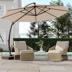 GarveeLife 11FT Cantilever Patio Umbrella With Base Included, Cantilevers Outdoor Umbrella Heavy Duty Offset, Aluminium Curved Cantilever Umbrella