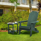 Double Adirondack Side Table Weather Resistant, Outdoor Rectangular End Table for Adirondack Chair, Dark Green