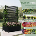 Double Metal Planter Box with Trellis Privacy Screen, Raised Garden Bed with - Image 5