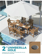 Ciokea HDPE Outdoor Dining Set, 7-Piece Patio Table and Chairs Set with Umbrella Hole, All-Weather Patio Dining Sets for 6, Durable Patio Furniture for Backyard, Garden, Lawn & Poolside, Teak