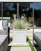 Veradek Brixton Series Cube Plastic Planter - Square Planter for Indoor or Outdoor Patio/Front Porch | Durable All-Weather Use w/Drainage Holes | Classic Estate Design for Flowers, Tall Plants, Trees