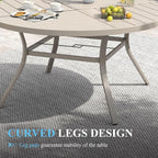 VICLLAX Patio Table and Chair Set of 8, All Weather Metal Round Outdoor Dining Furniture Set-53 Round Outdoor Table and Chairs, Sandshell Tabletop