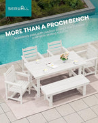SERWALL 2-Person Outdoor Bench Backless, HDPE Outdoor Benches Weatherproof, 700 Lbs Weight Capacity, Poly Lumber Patio Furniture for Garden, Porch and Park, White, 2 Pack