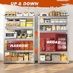 REIBII Garage Shelving, 5 Tier Storage Shelves Load 2400LBS, Adjustable Garage Shelves Heavy Duty, Metal Shelving Unit with Waterproof Columns for Warehouse, 35.5" W x 11.9" D x 72" H, Galvanized