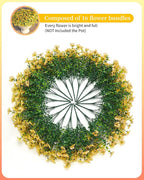 JAKY-Global Artificial Flowers for Outdoors Faux Outside Plants Spring Summer Decorations 16 Bundles UV Resistant Silk Daisy Fake Eucalyptus Realistic Yard Porch Patio Window Planter Box Decor-Yellow