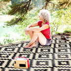 SAND MINE Waterproof Outdoor Rug 9x12 ft, Plastic Reversible Rug, Modern Area Rug, Large Floor Mat for Outdoors, RV, Patio, Backyard, Deck, Picnic, Beach, Camping