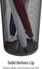 Mind Reader Umbrella Stand, Multi-Purpose Mesh Storage Stand, Organizer for Office and Entryway, Metal Mesh, Black